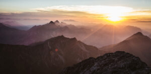 Sonnenuntergang bei der Alpine