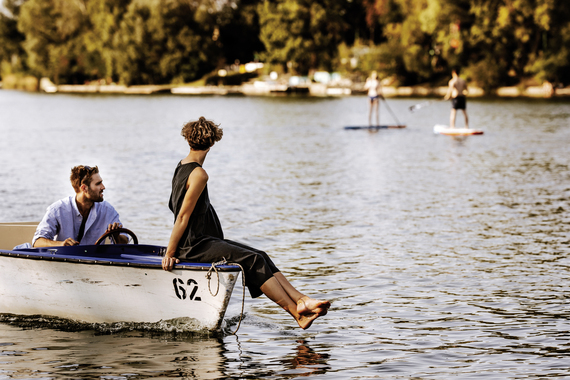 Bootfahren auf der Alten Donau in Wien.