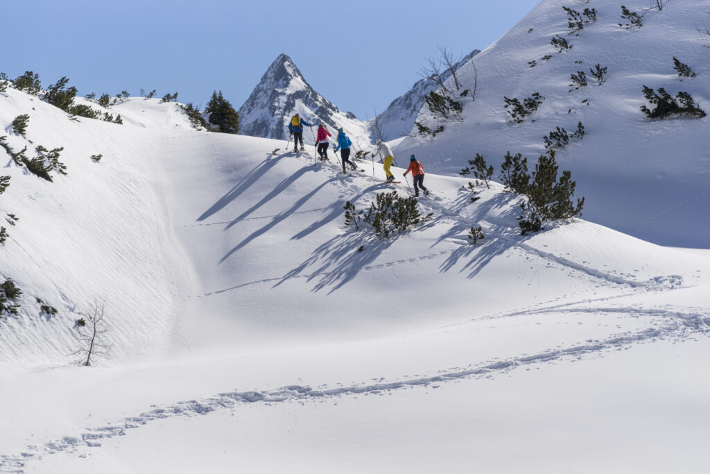 Gehe Schneeschuhwandern in Paznaun.